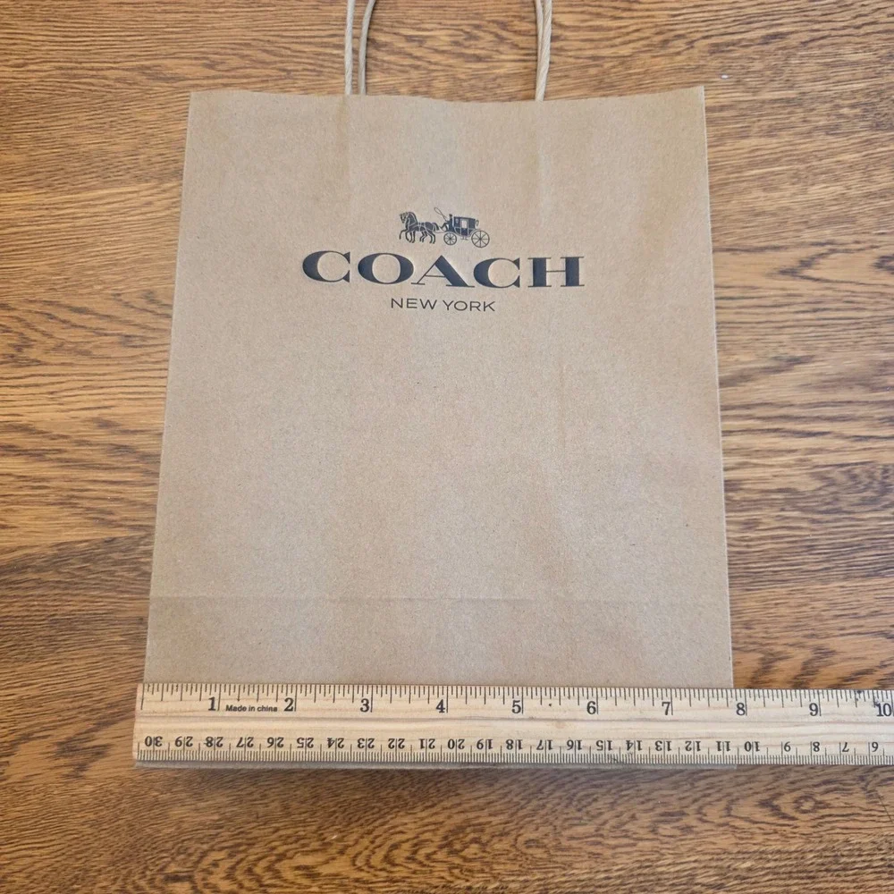 Coach‎ New York Brown Kraft Paper Shopping Bag Medium Horse & Carriage Logo Gift